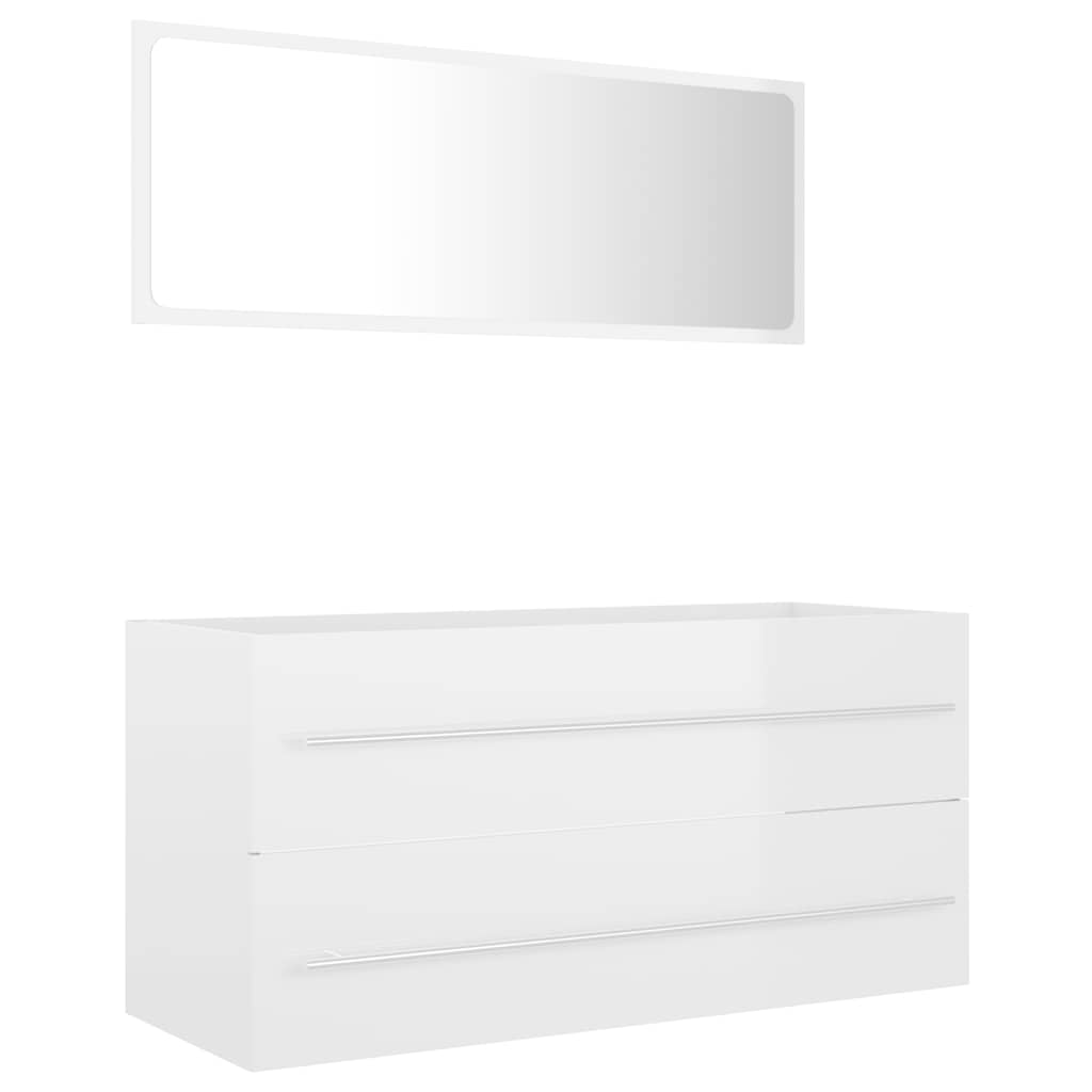 2-piece bathroom furniture set high-gloss white wood material