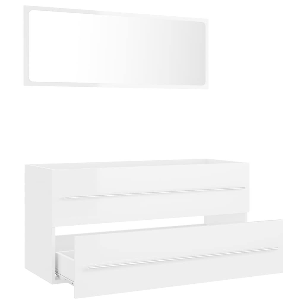 2-piece bathroom furniture set high-gloss white wood material