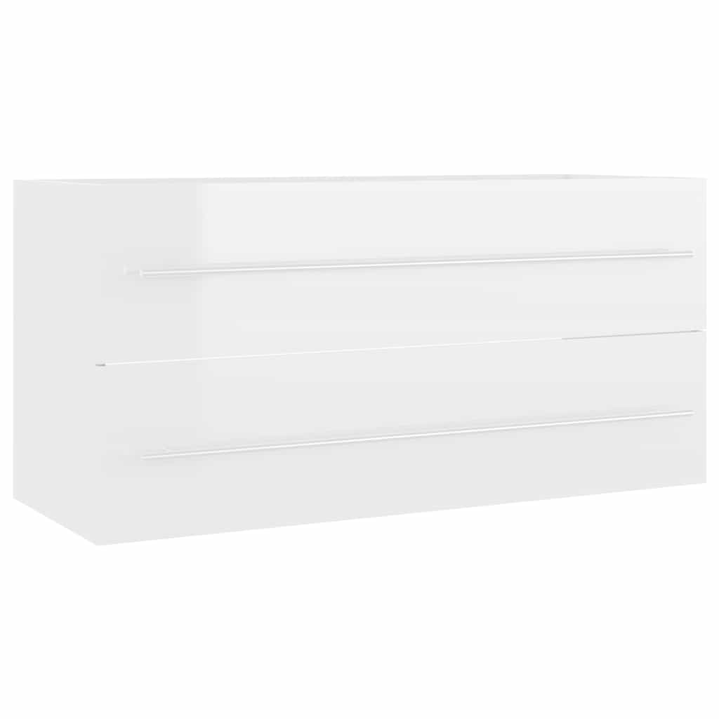 2-piece bathroom furniture set high-gloss white wood material