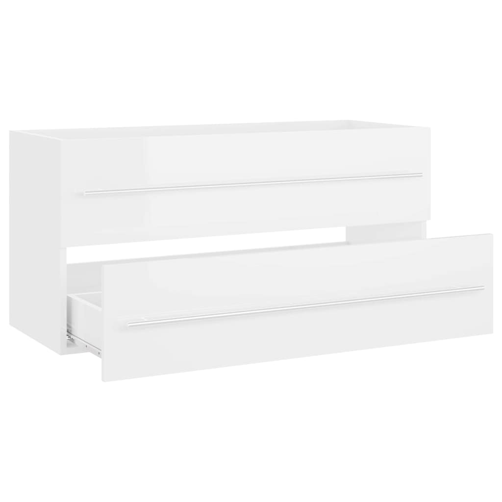 2-piece bathroom furniture set high-gloss white wood material