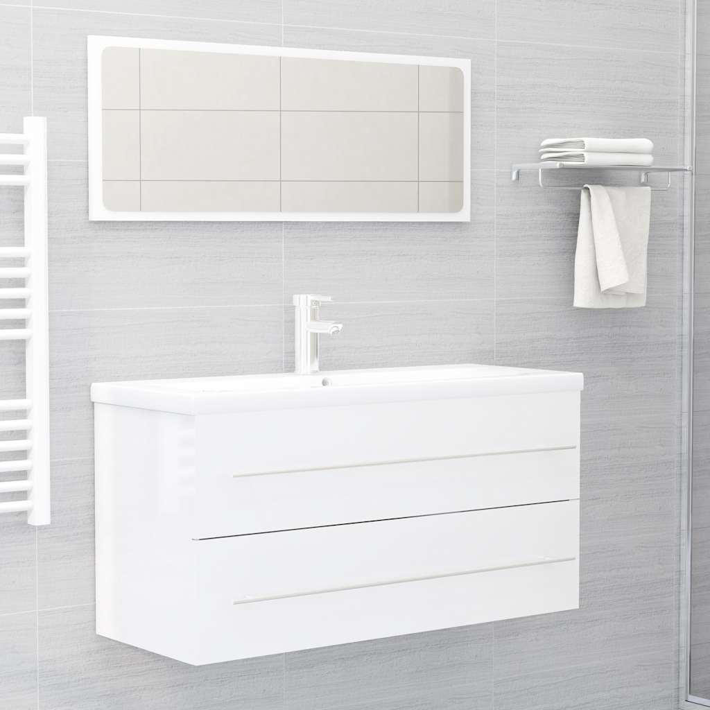 2-piece bathroom furniture set high-gloss white wood material