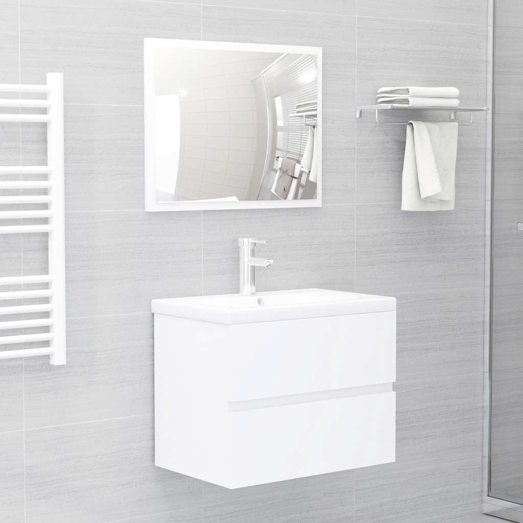 2-piece bathroom furniture set white wood material