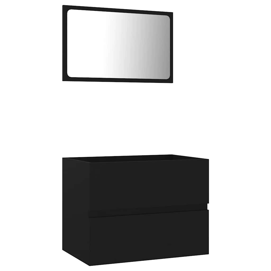 2-piece bathroom furniture set black wood material