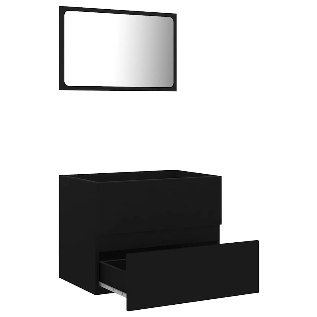 2-piece bathroom furniture set black wood material