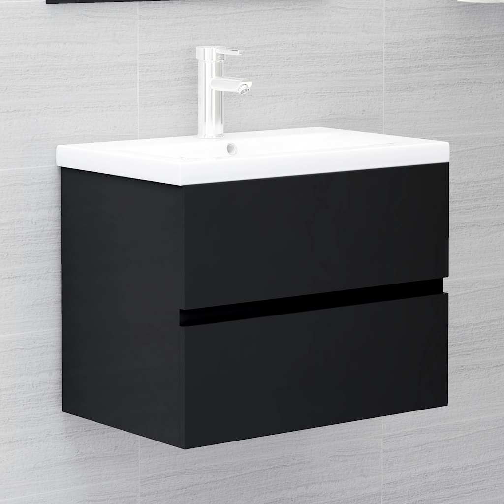 2-piece bathroom furniture set black wood material