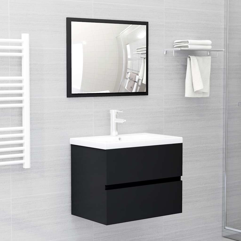 2-piece bathroom furniture set black wood material