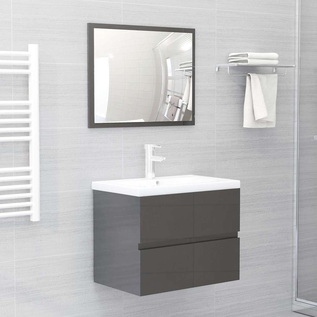 2-piece bathroom furniture set gray wood material