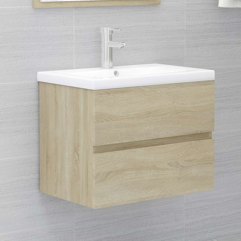 2-piece bathroom furniture set Sonoma oak wood material