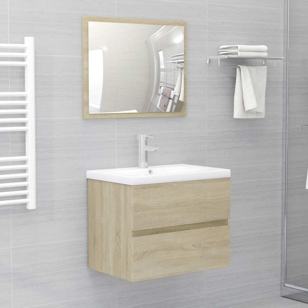 2-piece bathroom furniture set Sonoma oak wood material