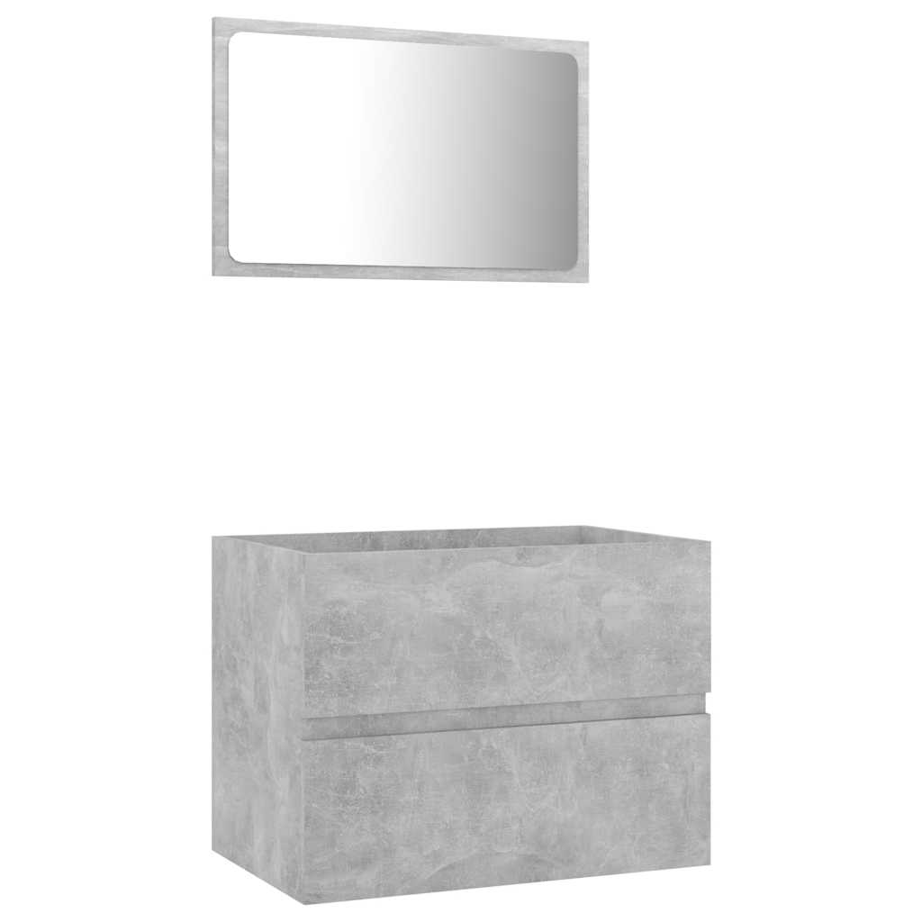 2-piece bathroom furniture set concrete gray wood material