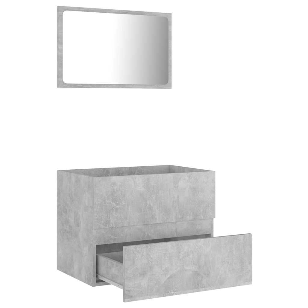 2-piece bathroom furniture set concrete gray wood material