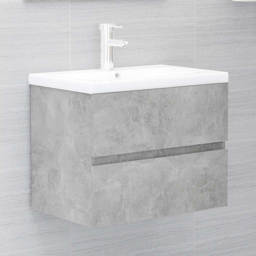 2-piece bathroom furniture set concrete gray wood material