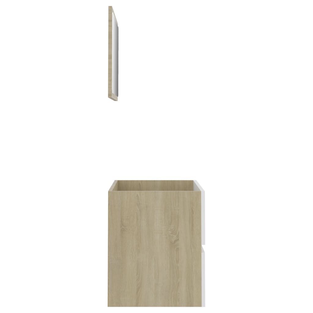 2-piece bathroom furniture set white and Sonoma oak wood material