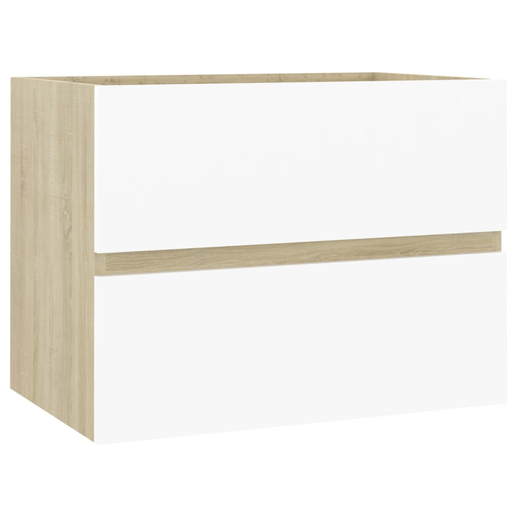 2-piece bathroom furniture set white and Sonoma oak wood material