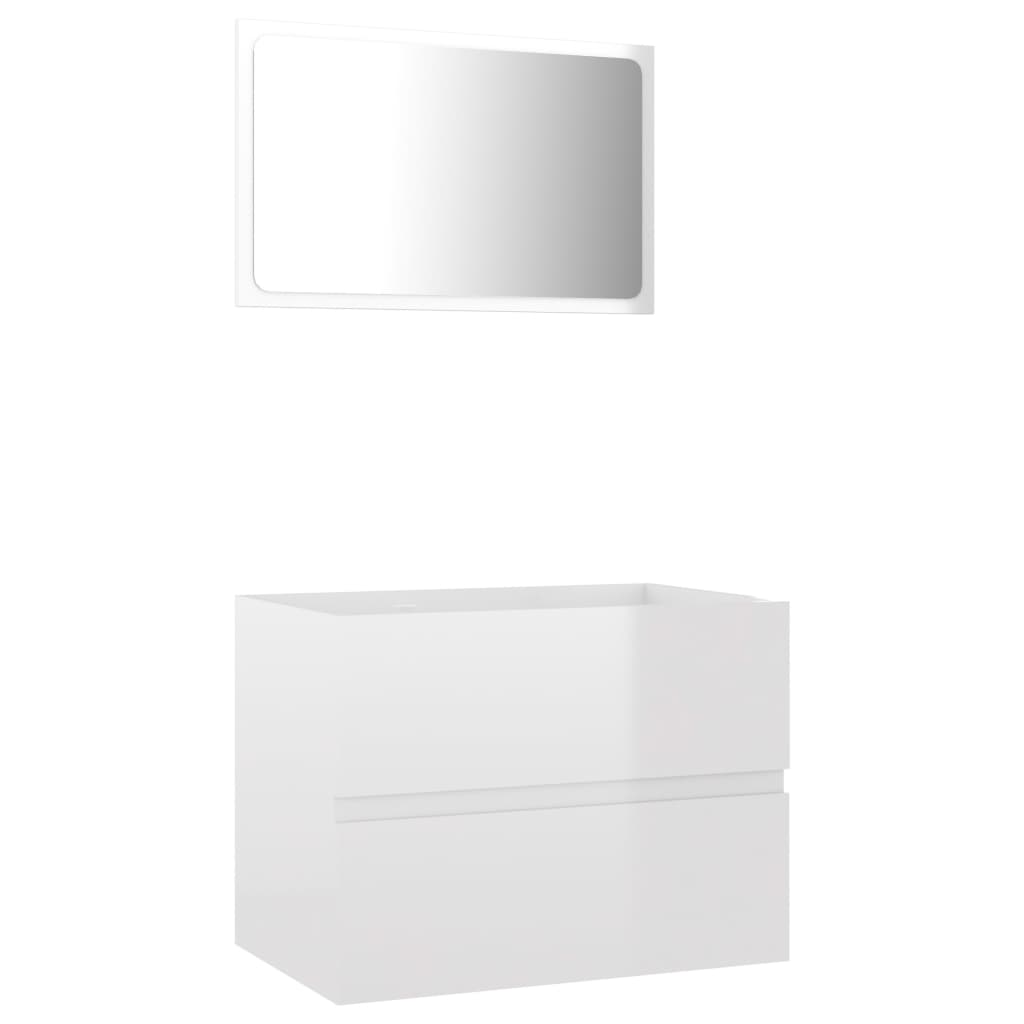 2-piece bathroom furniture set high-gloss white wood material