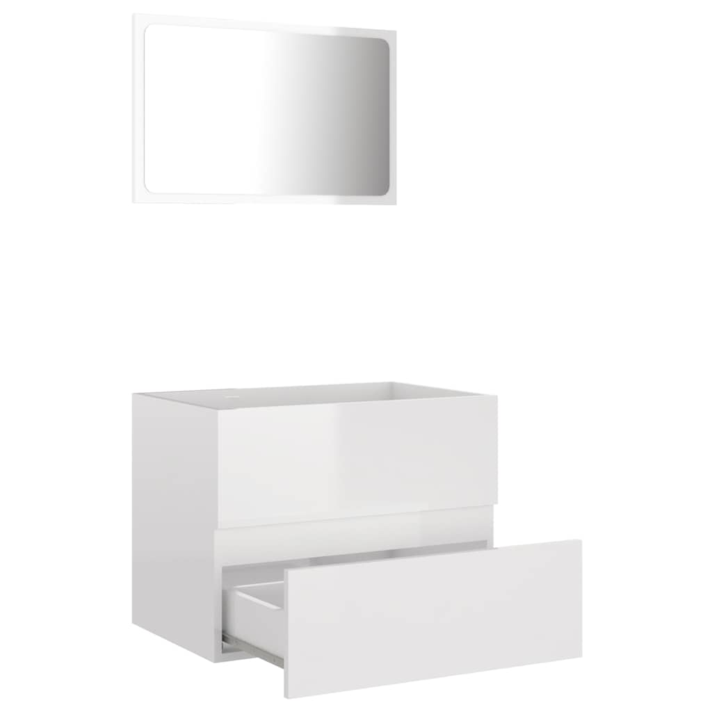 2-piece bathroom furniture set high-gloss white wood material