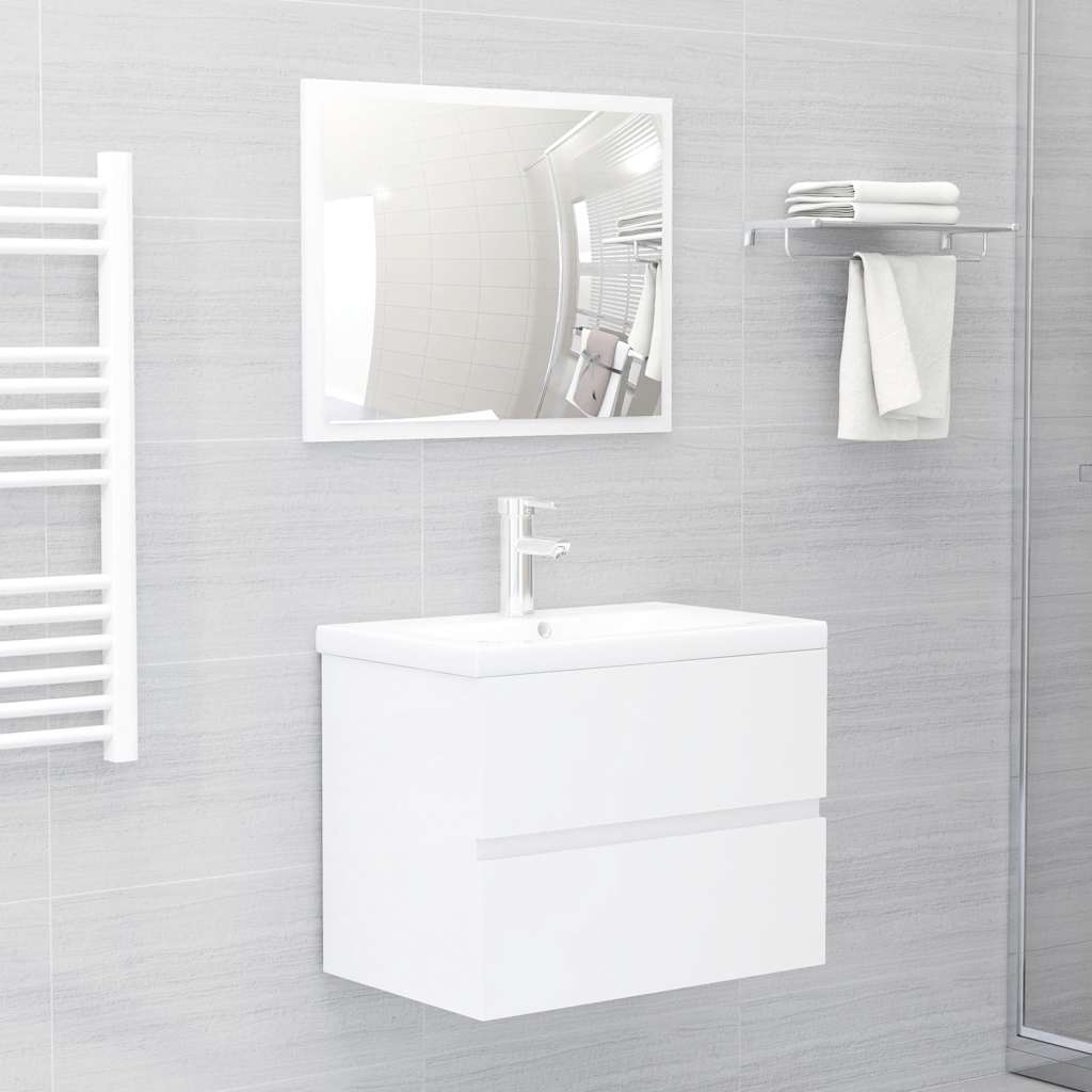 2-piece bathroom furniture set high-gloss white wood material