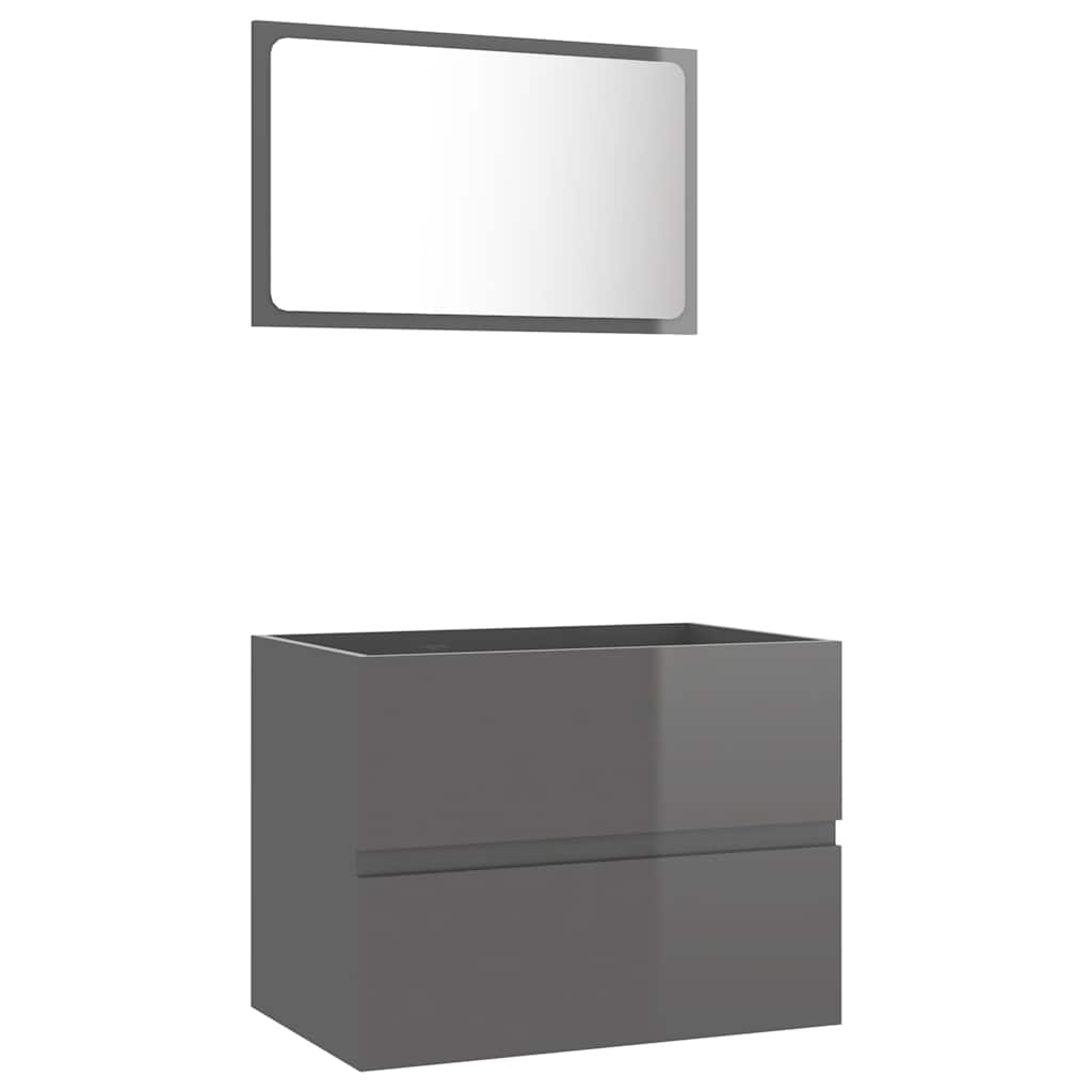 2-piece bathroom furniture set high-gloss gray wood material