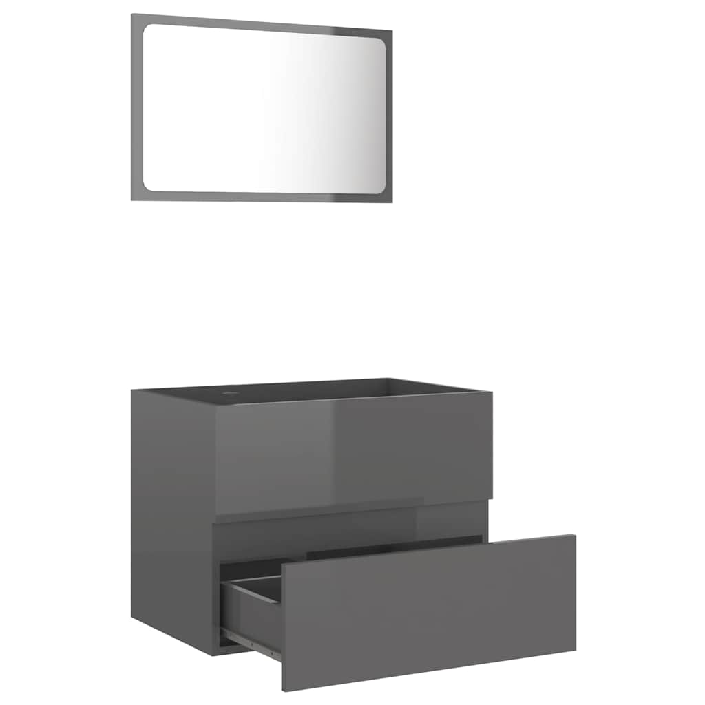 2-piece bathroom furniture set high-gloss gray wood material