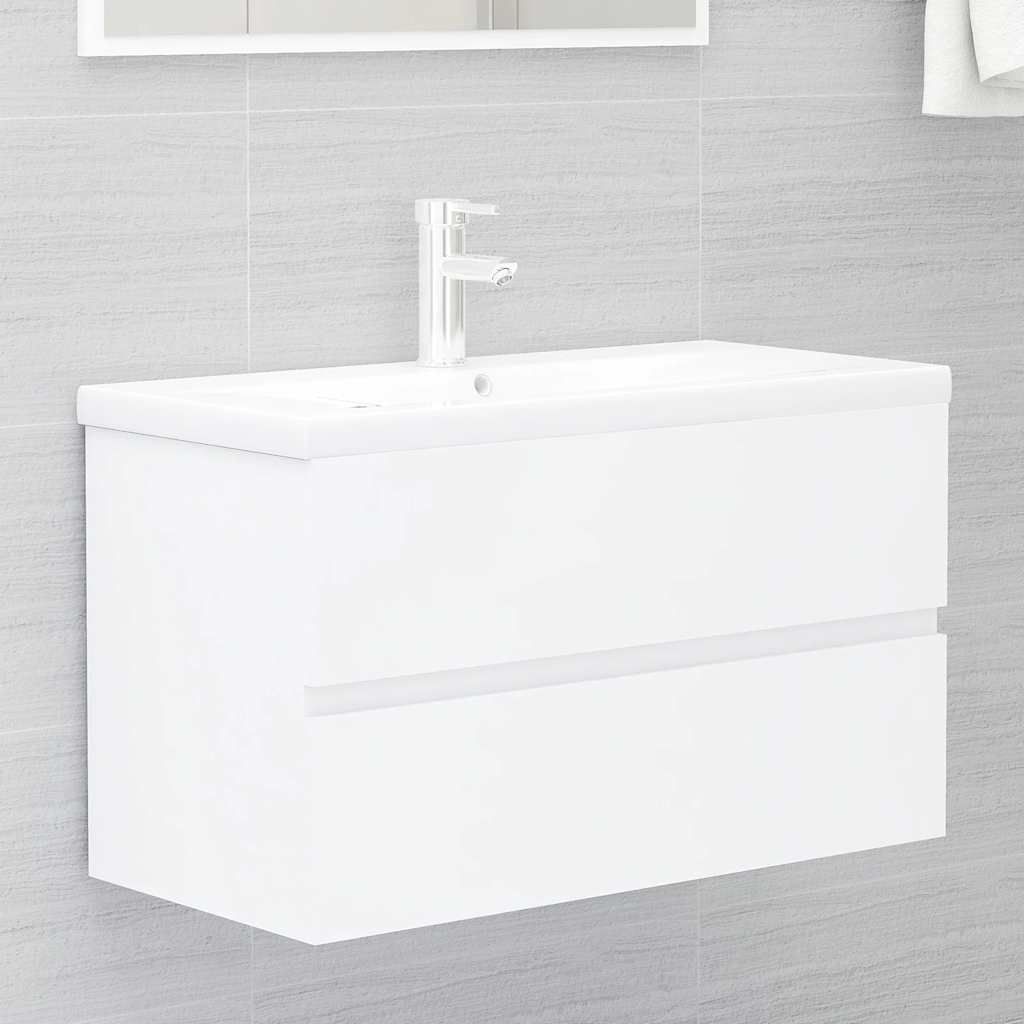 2-piece bathroom furniture set white wood material