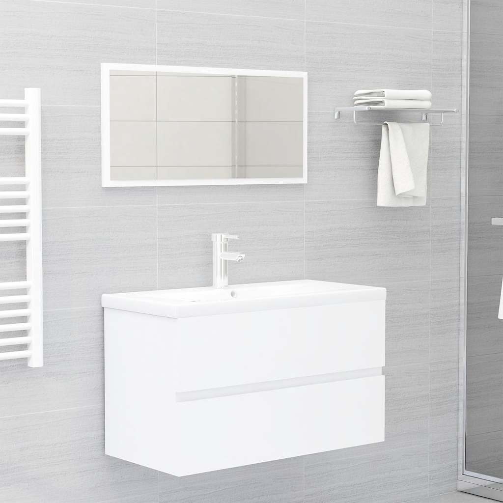 2-piece bathroom furniture set white wood material