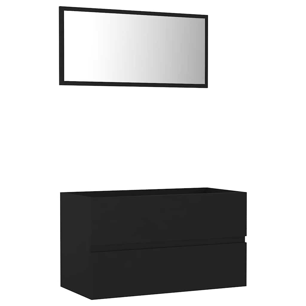 2-piece bathroom furniture set black wood material