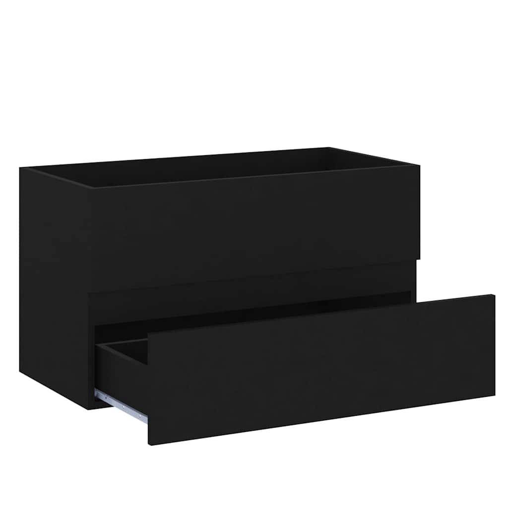 2-piece bathroom furniture set black wood material