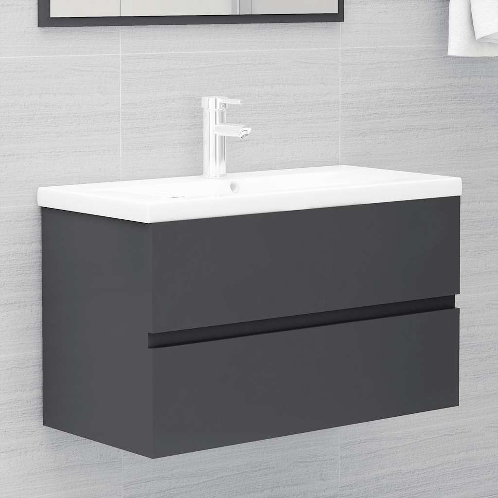 2-piece bathroom furniture set gray wood material