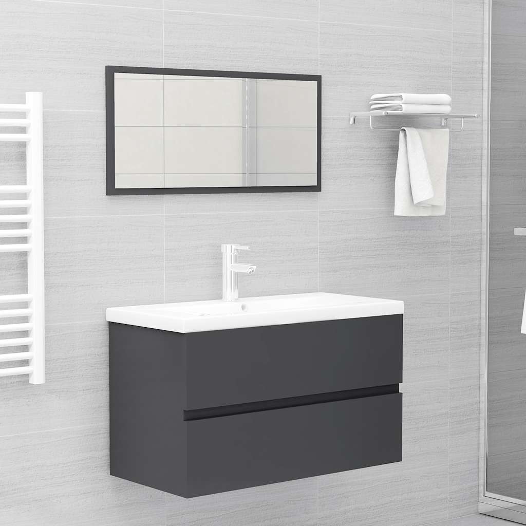 2-piece bathroom furniture set gray wood material