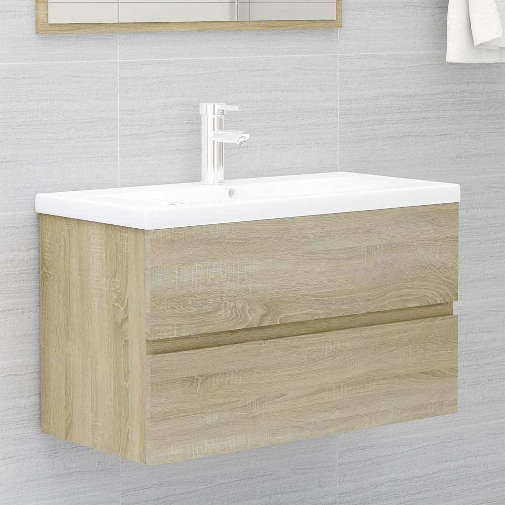 2-piece bathroom furniture set Sonoma oak wood material