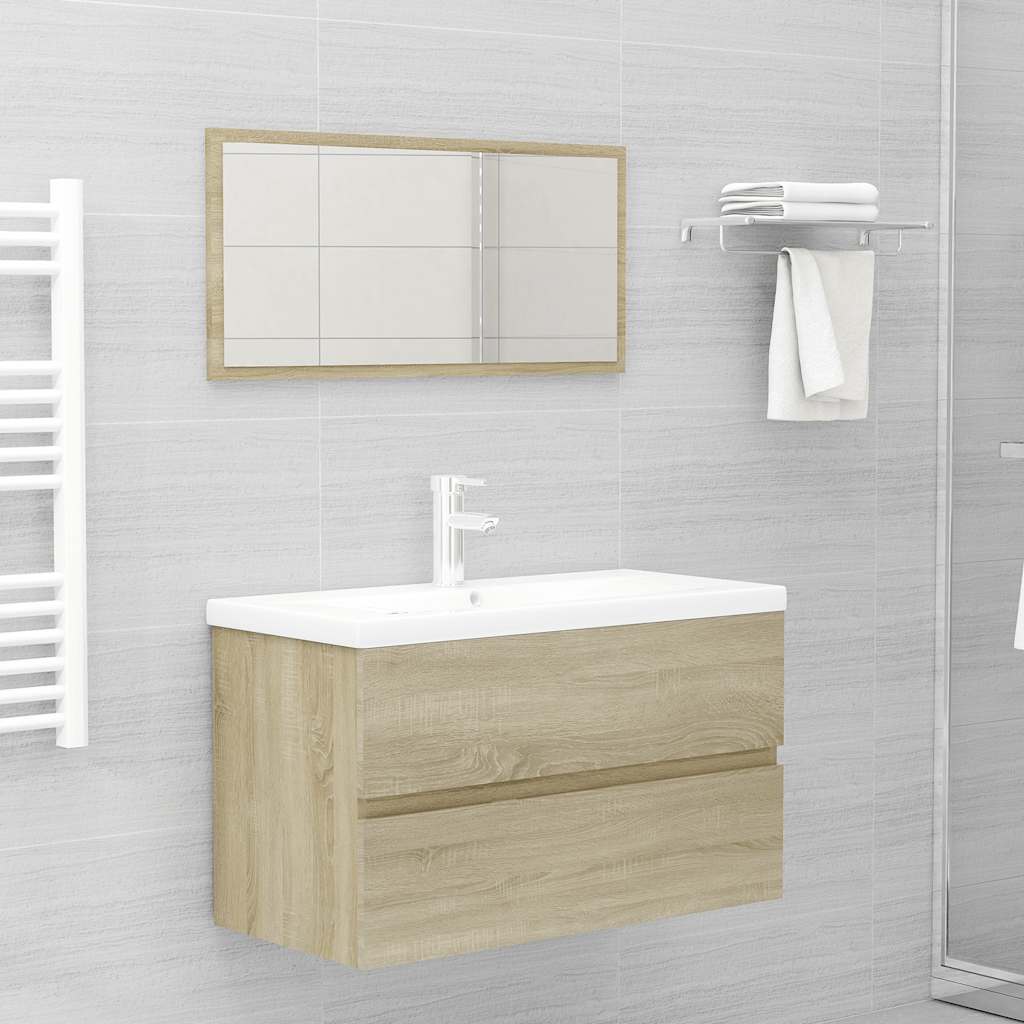 2-piece bathroom furniture set Sonoma oak wood material