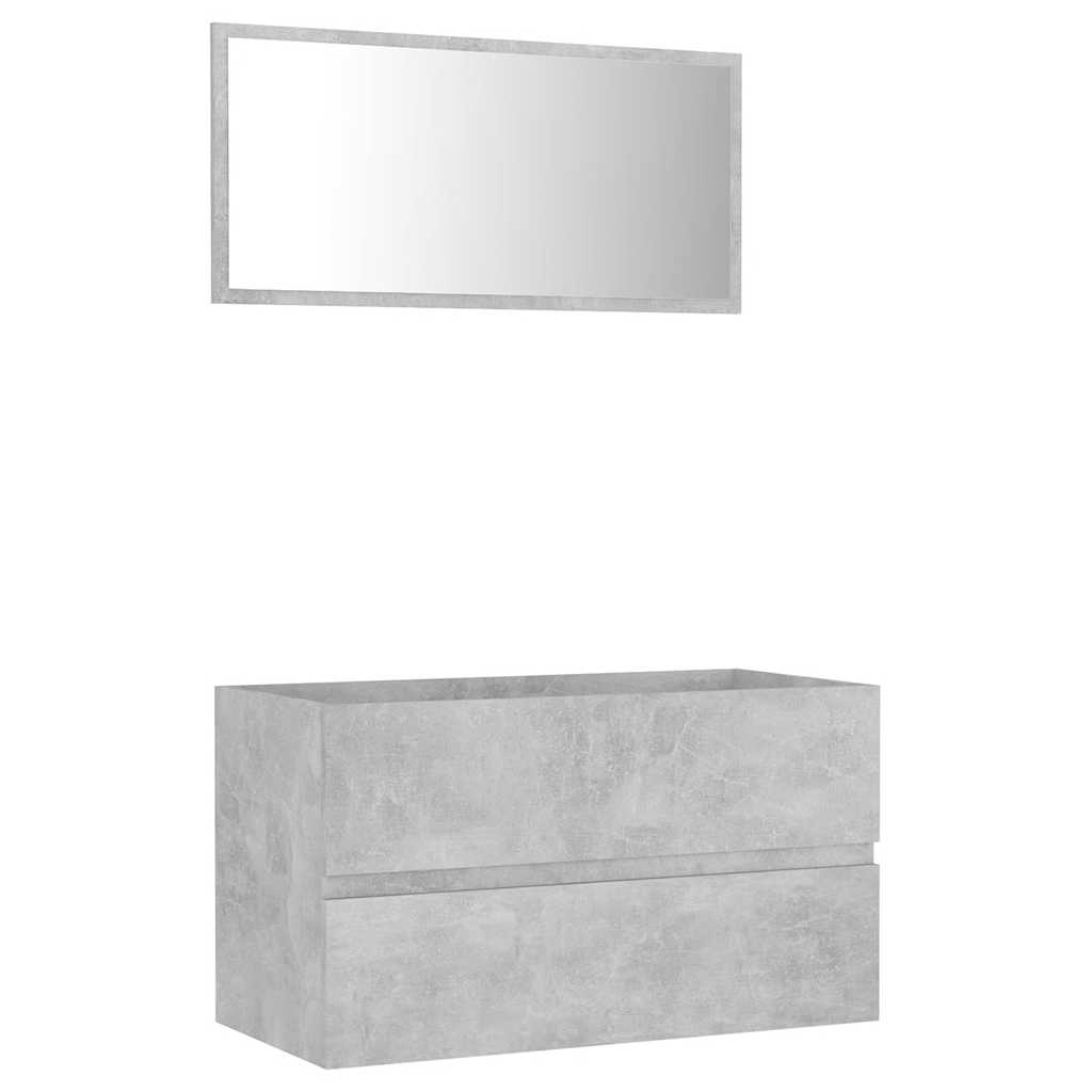 2-piece bathroom furniture set concrete gray wood material