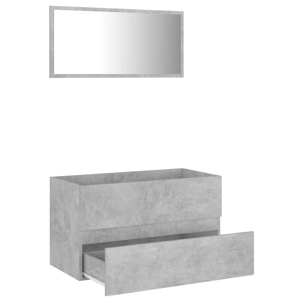 2-piece bathroom furniture set concrete gray wood material