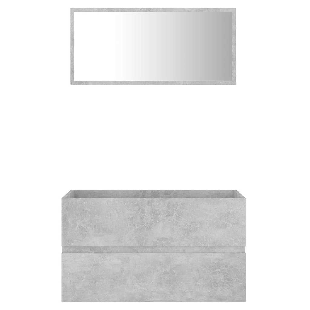 2-piece bathroom furniture set concrete gray wood material