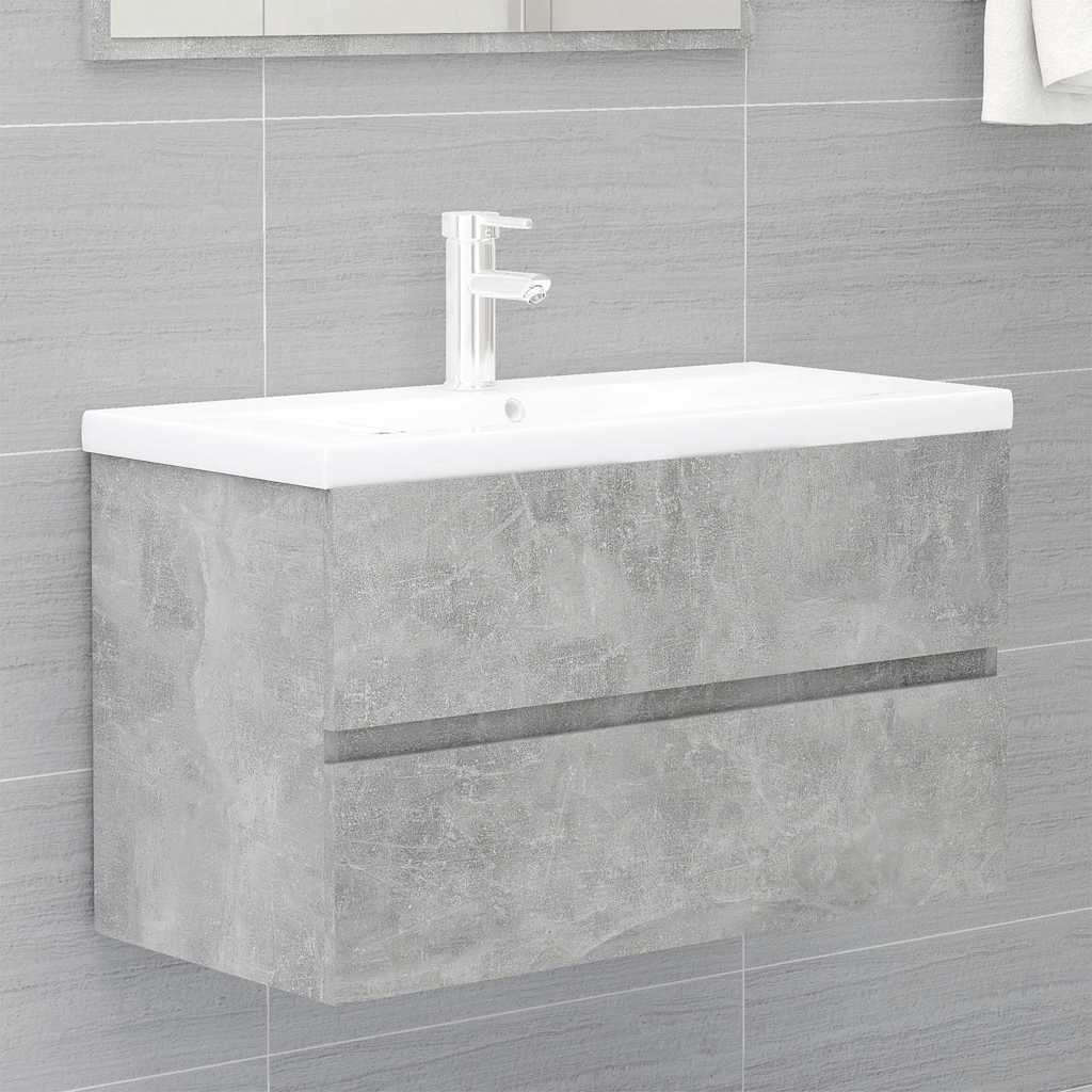 2-piece bathroom furniture set concrete gray wood material