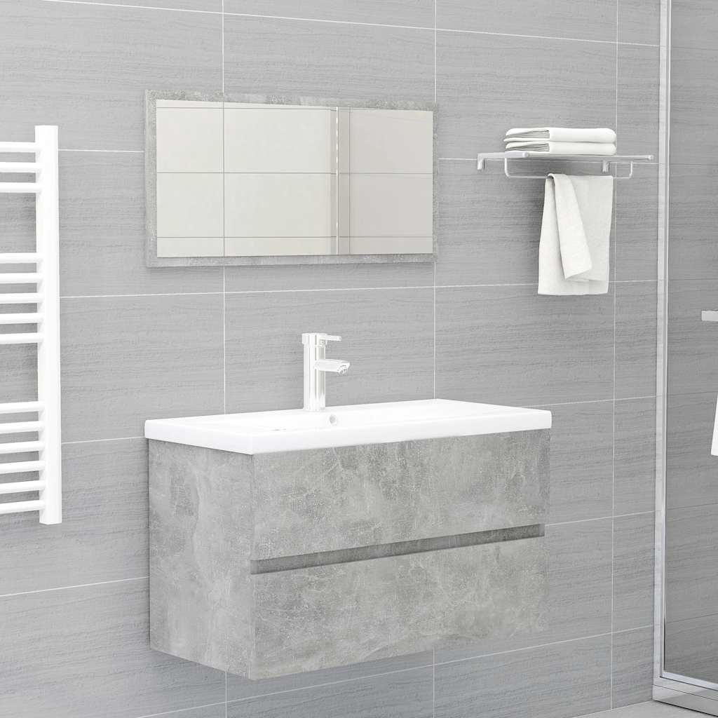 2-piece bathroom furniture set concrete gray wood material