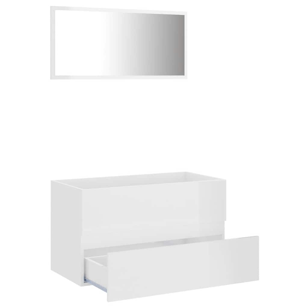 2-piece bathroom furniture set high-gloss white wood material