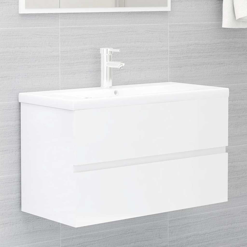 2-piece bathroom furniture set high-gloss white wood material