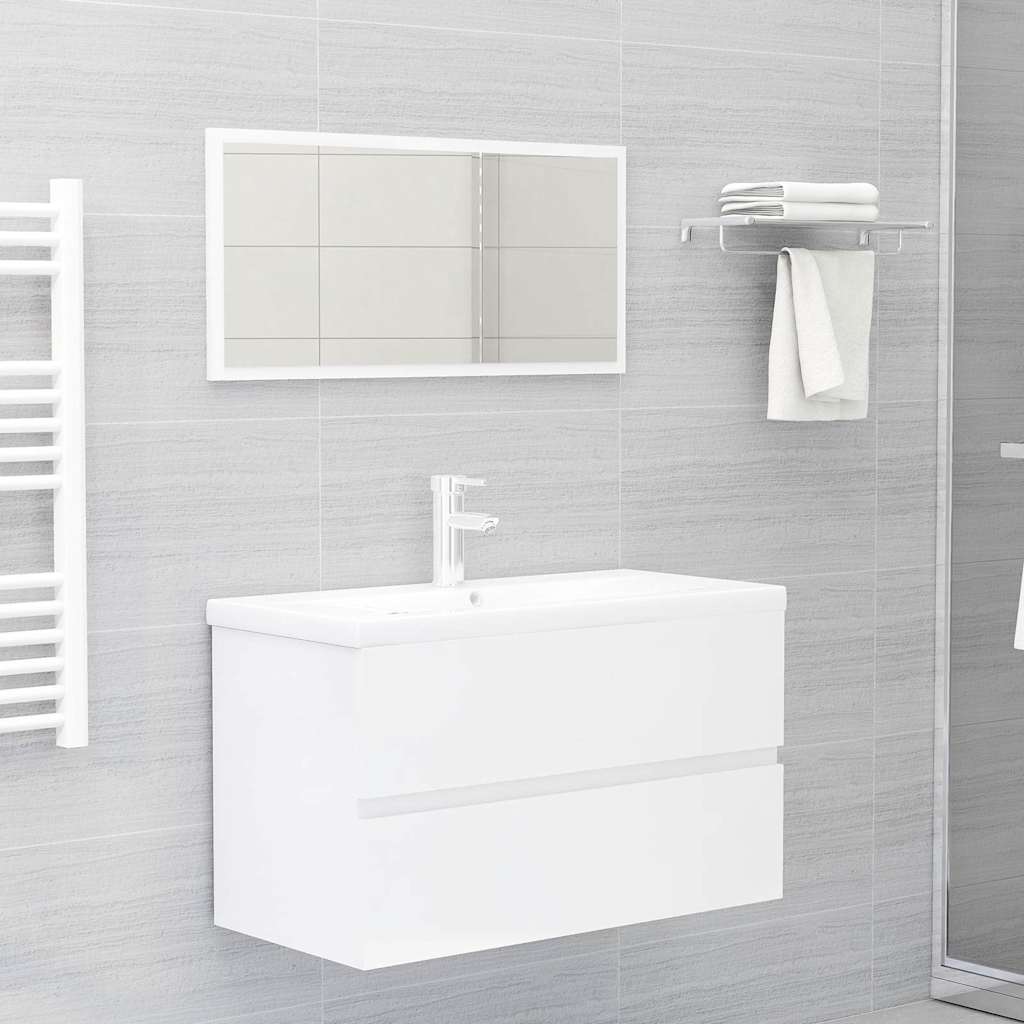 2-piece bathroom furniture set high-gloss white wood material