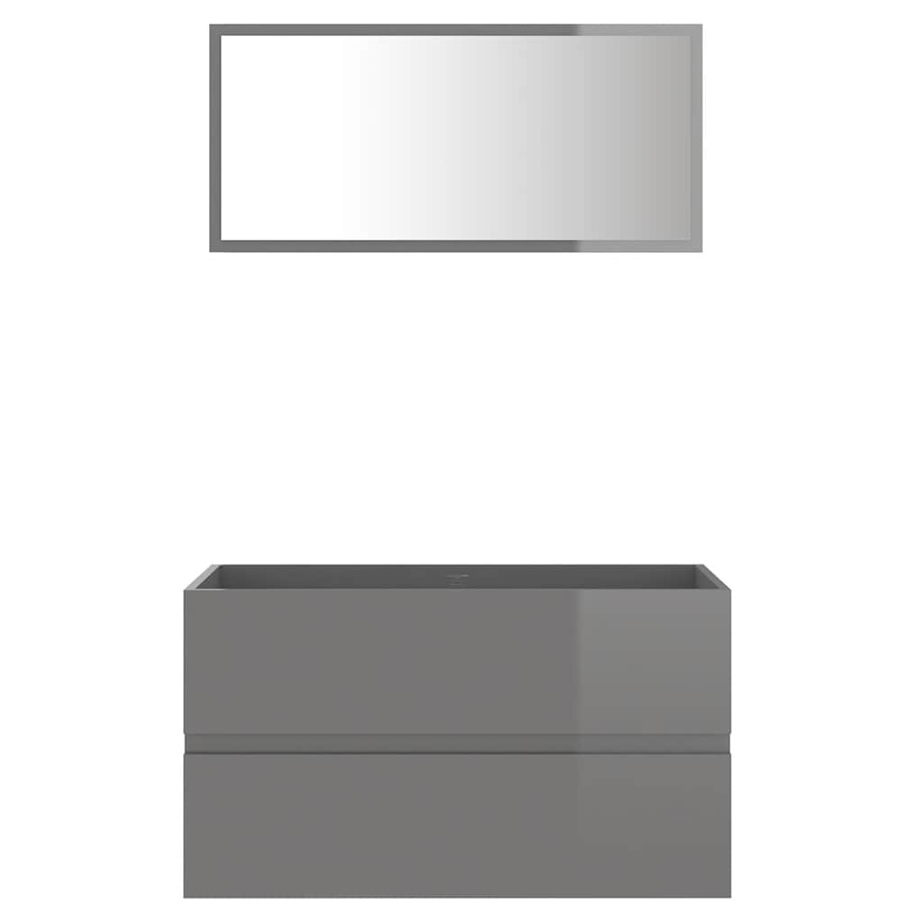 2-piece bathroom furniture set high-gloss gray wood material