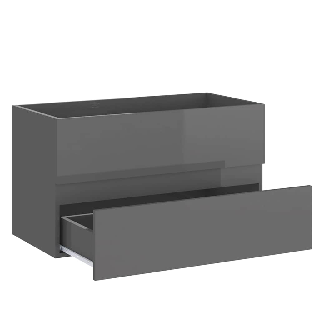 2-piece bathroom furniture set high-gloss gray wood material