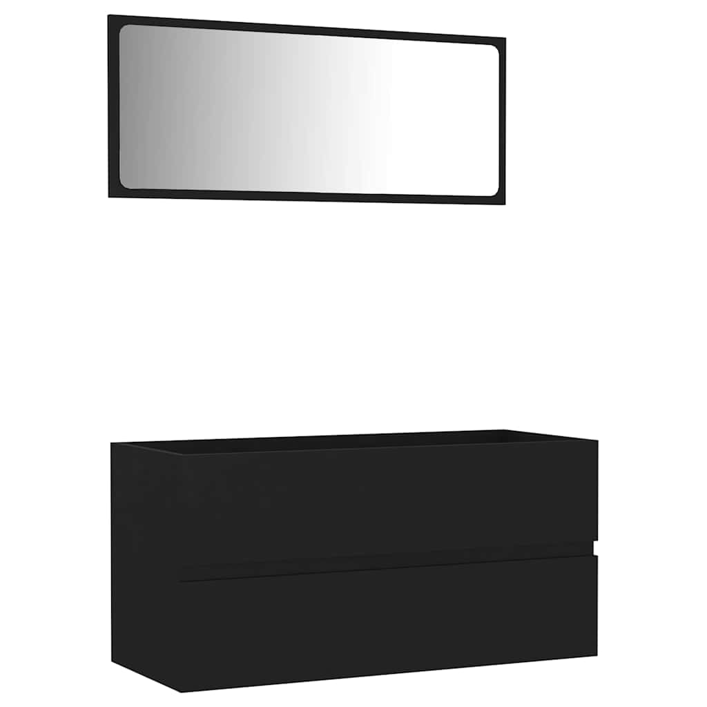 2-piece bathroom furniture set black wood material