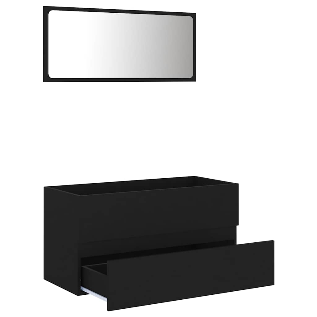 2-piece bathroom furniture set black wood material