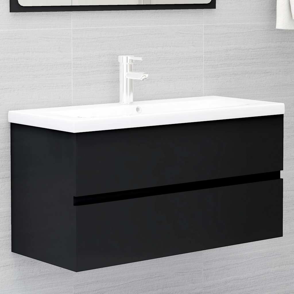 2-piece bathroom furniture set black wood material