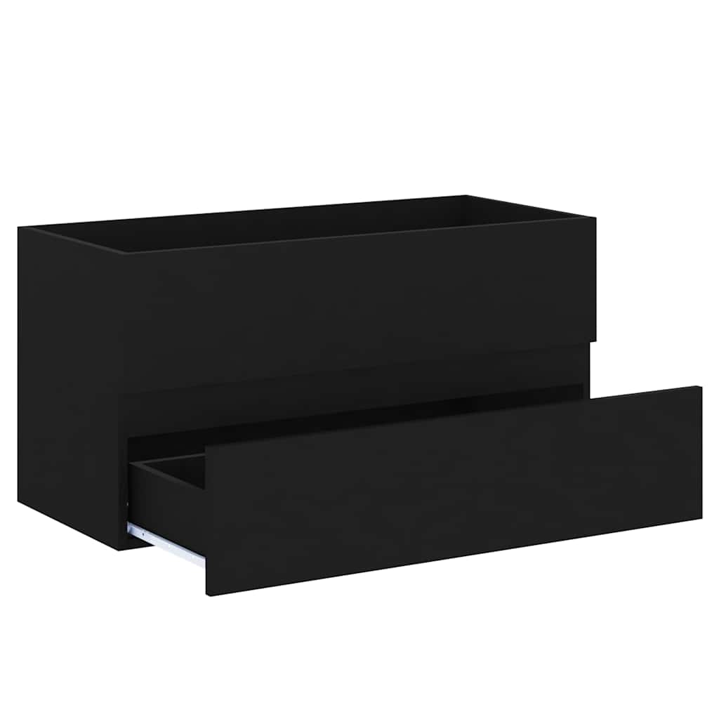 2-piece bathroom furniture set black wood material