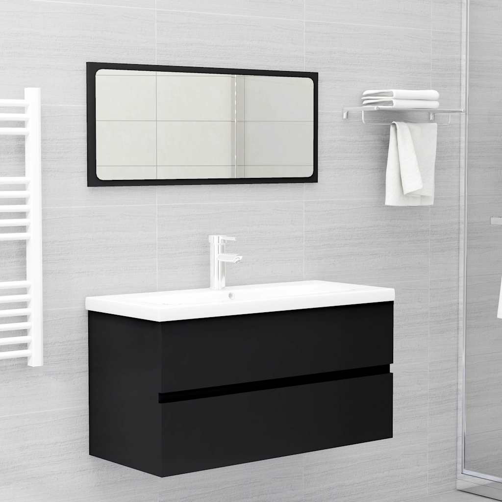 2-piece bathroom furniture set black wood material