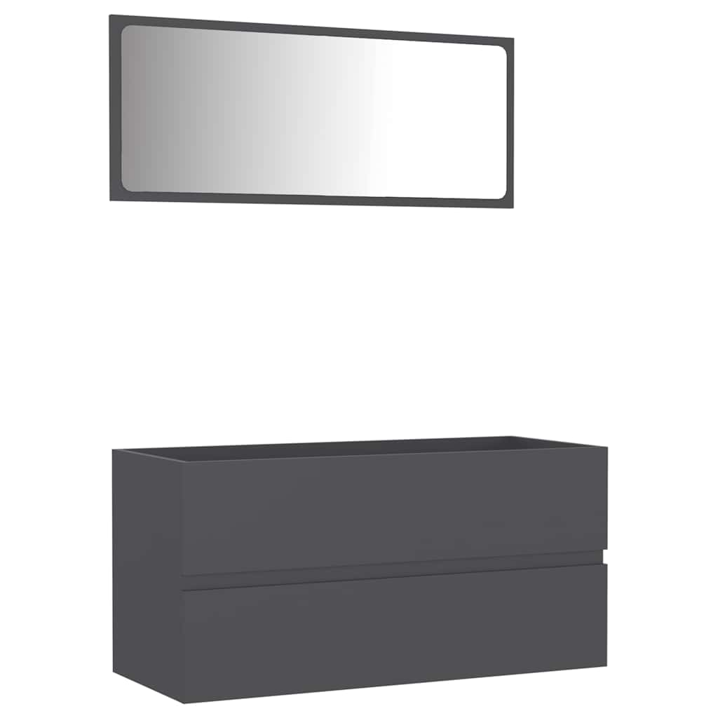 2-piece bathroom furniture set gray wood material