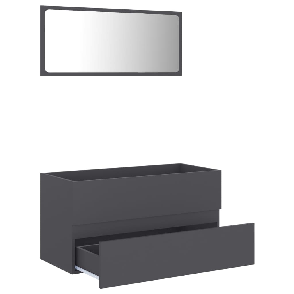 2-piece bathroom furniture set gray wood material