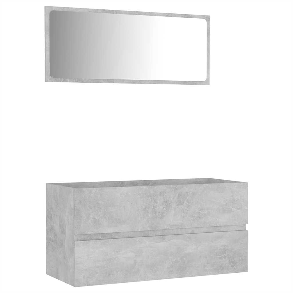 2-piece bathroom furniture set concrete gray wood material