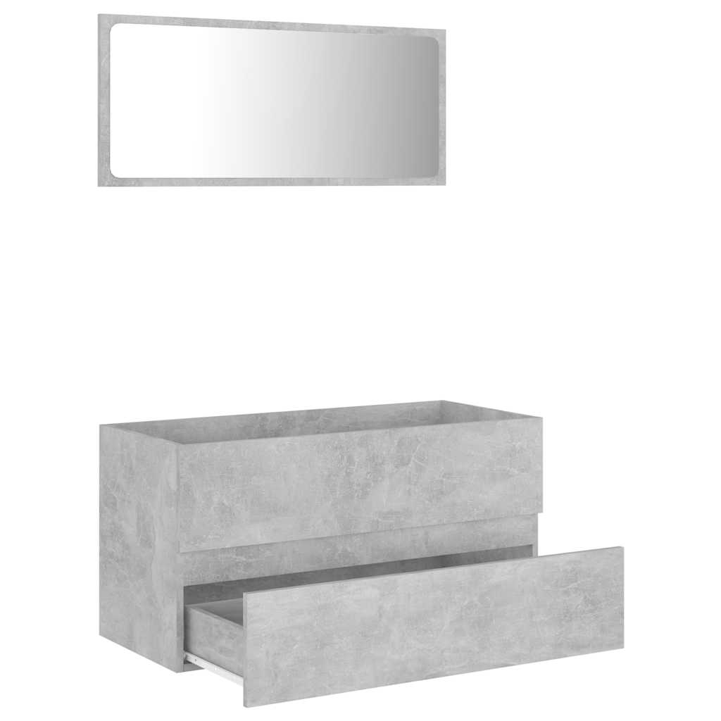 2-piece bathroom furniture set concrete gray wood material